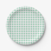 Mint Green White Gingham PatternMint Green Papieren Bordje (Voorkant)