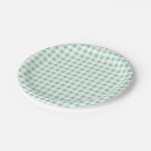 Mint Green White Gingham PatternMint Green Papieren Bordje