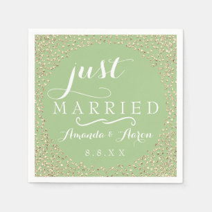 Mint Green White Gold Confeti Weddenschap gewoon g Servet