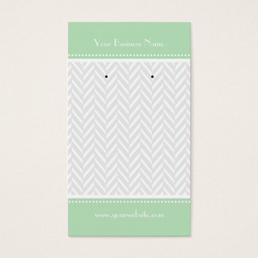 Mint Green White Grey Herringbone die kaarten afge Visitekaartjes (Voorkant)