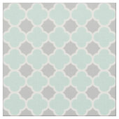 Mint Green White Grey Quatrefoil Patroon Stof (Close Up)