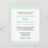 Mint Green White Herringbone Wedding Invitation Kaart (Voorkant / Achterkant)