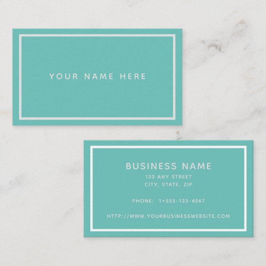 Mint Green White Minimal Pastel Visitekaartje (Voorkant / Achterkant)
