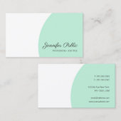 Mint Green White Modern Handwriting Script Name Visitekaartje (Voorkant / Achterkant)