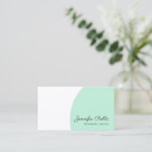 Mint Green White Modern Handwriting Script Name Visitekaartje (Staand voorkant)