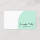 Mint Green White Modern Handwriting Script Name Visitekaartje (Voorkant)