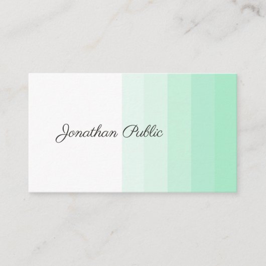 Mint Green White Modern Trendy Handwriting Script Visitekaartje (Voorkant)