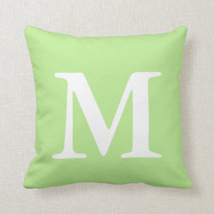 Mint Green White Monogramed MThrow Pillow Kussen