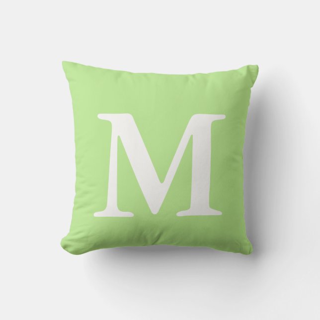 Mint Green White Monogrammed MThrow Pillow Kussen (Voorkant)