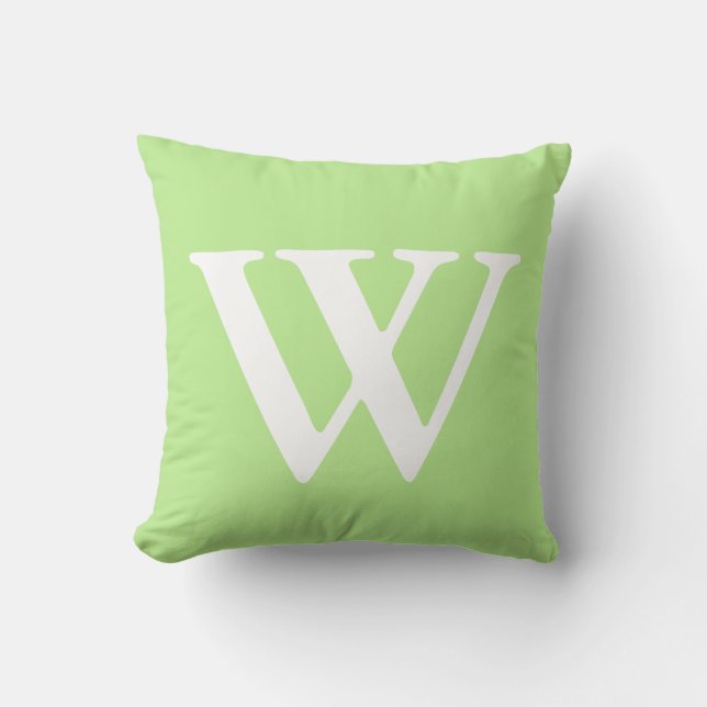 Mint Green White Monogrammed W Sierkussen (Voorkant)