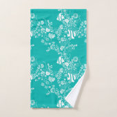 Mint Green White Ocean Life Pattern Bad Handdoek (Handdoek)