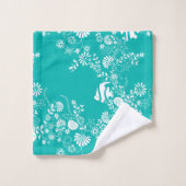 Mint Green White Ocean Life Pattern Bad Handdoek (Wasdoekje)