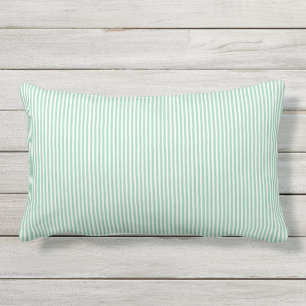 Mint Green White Pinstripe Outdoor Lumbar Pillow Buitenkussen