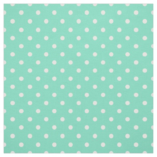 Mint Green White Polka Dot Spot Pattern Stof (Swatch)