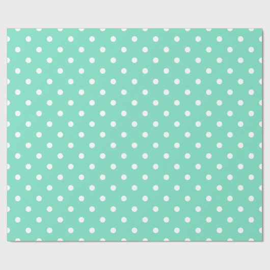 Mint Green White Polka Dot Spotty Pattern Cadeaupapier (Vlak)