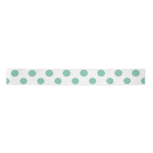 Mint Green White Polka Dots Pattern Satijnen Lint