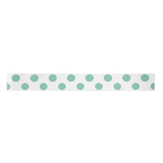 Mint Green White Polka Dots Pattern Satijnen Lint (Voorkant)