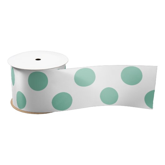 Mint Green White Polka Dots Pattern Satijnen Lint (Spoel)