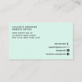 Mint Green White Script Hair Make-up Visitekaartje (Achterkant)