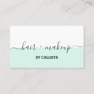 Mint Green White Script Hair Make-up Visitekaartje