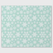 Mint Green White Snowflakes Cadeaupapier (Vlak)