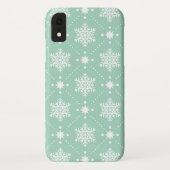 Mint Green White Snowflakes kerspatroon Case-Mate iPhone Case (Achterkant)