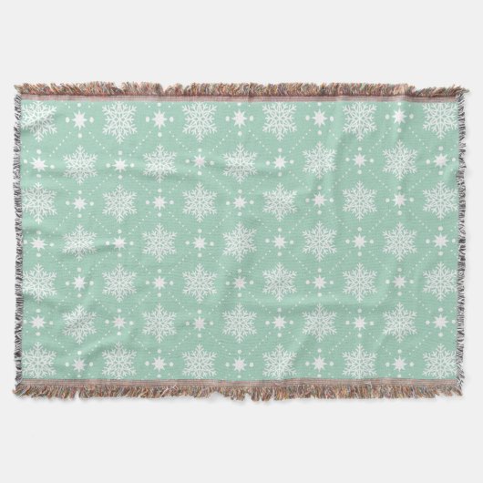 Mint Green White Snowflakes kerspatroon Deken (Voorkant)