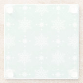 Mint Green White Snowflakes kerspatroon Glazen Onderzetter (Achterkant)