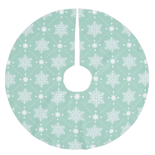 Mint Green White Snowflakes kerspatroon Kerstboom Rok (Voorkant)