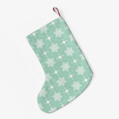 Mint Green White Snowflakes kerspatroon Kleine Kerstsok (Achterkant (Hangend))