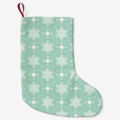 Mint Green White Snowflakes kerspatroon Kleine Kerstsok (Voorkant)