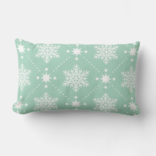 Mint Green White Snowflakes kerspatroon Kussen