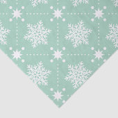 Mint Green White Snowflakes kerspatroon Tissuepapier (Detail)