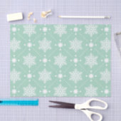 Mint Green White Snowflakes kerspatroon Tissuepapier (Craft)