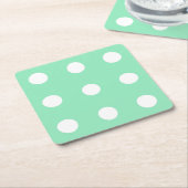 Mint Green White Stippen Elegant Classic Sjabloon Kartonnen Onderzetters (Schuin)