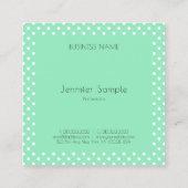 Mint Green White Stippen Elegant Sjabloon Moderne Vierkante Visitekaartje (Achterkant)