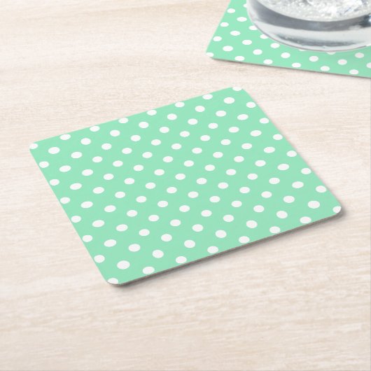 Mint Green White Stippen Elegant Trendy Kartonnen Onderzetters (Schuin)