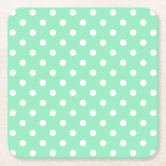 Mint Green White Stippen Elegant Trendy Kartonnen Onderzetters (Voorkant)