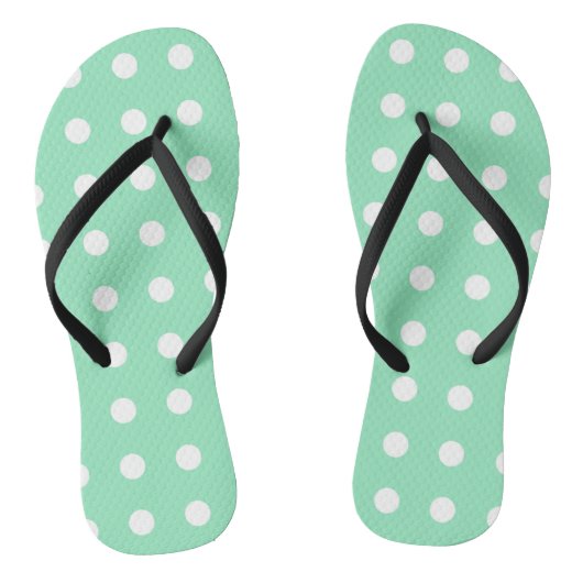 Mint Green White Stippen Modern Trendy Sjabloon Teenslippers (Voetbed)