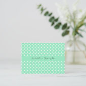 Mint Green White Stippen Sjabloon Moderne elegant Visitekaartje (Staand voorkant)