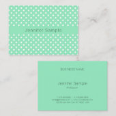 Mint Green White Stippen Sjabloon Moderne elegant Visitekaartje (Voorkant / Achterkant)