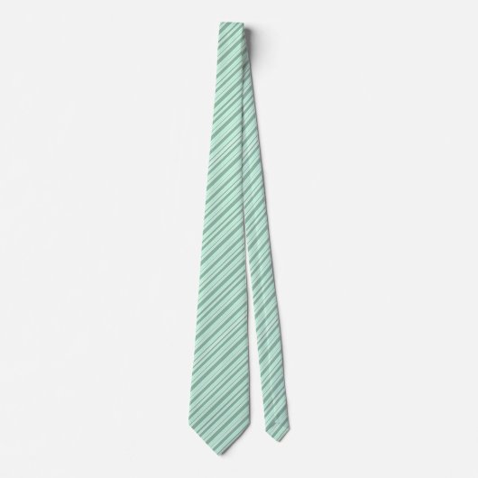 Mint Green & White Striped Double Sided Stropdas (Voorkant)