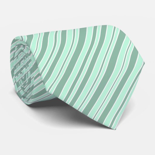 Mint Green & White Striped Double Sided Stropdas (Opgerold)