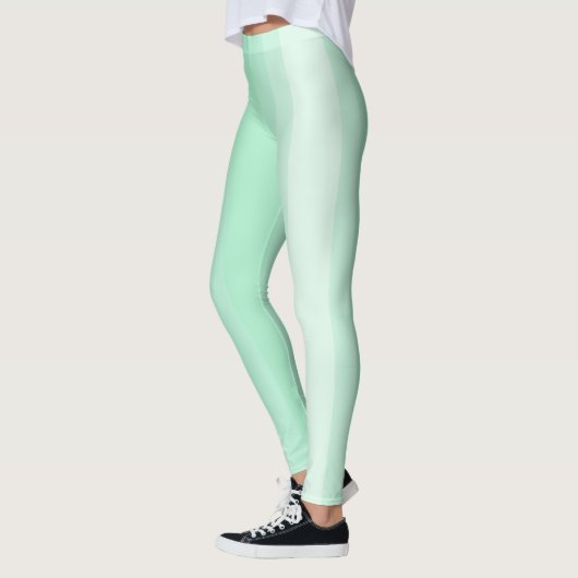Mint Green White Striped Trendy Modern Sjabloon Leggings (Links)