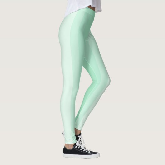 Mint Green White Striped Trendy Modern Sjabloon Leggings (Rechts)
