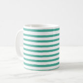 mint green & white stripes koffiemok (Voorkant links)