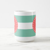 Mint Green White Stripes Pattern, Coral Monogram Koffiemok (Center)