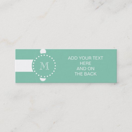 Mint Green White Stripes Pattern, Uw Monogram Mini Visitekaartje (Voorkant)