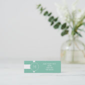 Mint Green White Stripes Pattern, Uw Monogram Mini Visitekaartje (Staand voorkant)