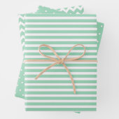 Mint Green & White Stripes Polka Dot Chevron Inpakpapier Vel (In situ)